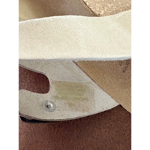 A. GIANNETTI COMFORT WEDGE SANDALS CORK SOLE BEIGE LEATHER STRAPS WOMENS SIZE 8 - Picture 9 of 9